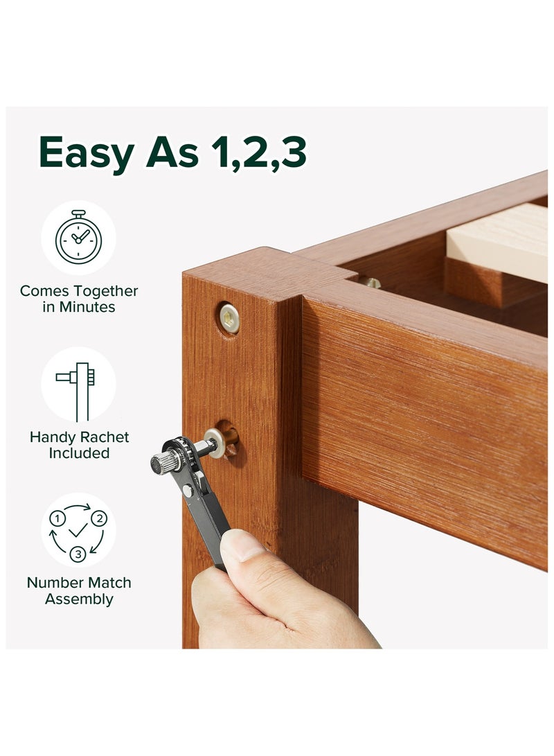 Zinus Leah Bamboo | Queen Platform Bed Frame | Slatted Headboard | Wooden Slat Support | No Box Spring Required | Easy Assembly | 200L × 160W CM| - Image 5